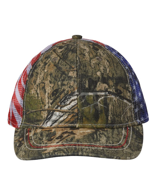 Outdoor Cap Camo with American Flag Mesh Back Cap