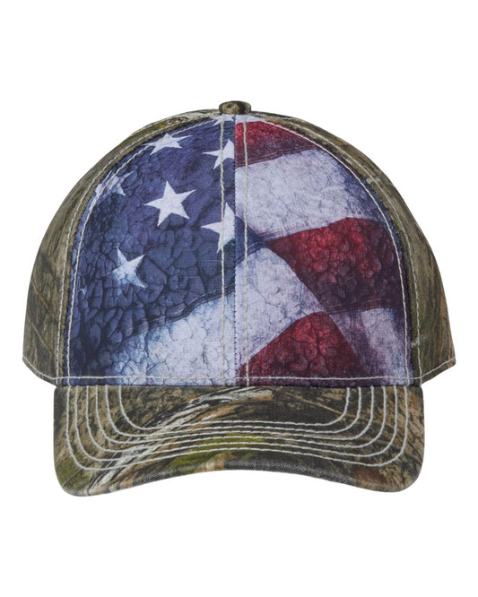 Outdoor Cap Camo with Flag Sublimated Front Panels Cap