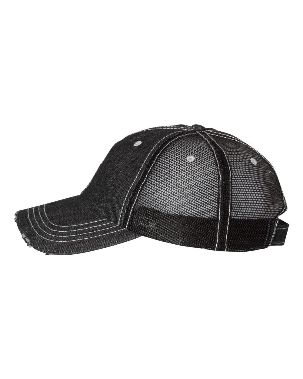 Mega Cap Herringbone Contrast Stitch Trucker Cap