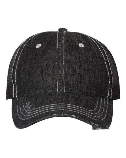 Mega Cap Herringbone Contrast Stitch Trucker Cap
