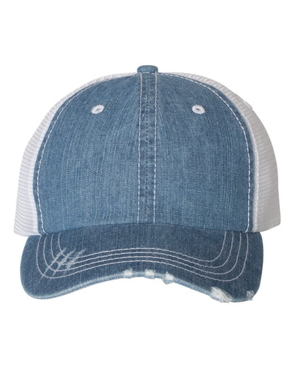 Mega Cap Herringbone Contrast Stitch Trucker Cap
