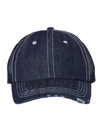 Mega Cap Herringbone Contrast Stitch Trucker Cap