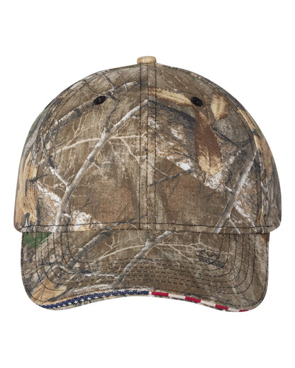 Outdoor Cap Camo with Flag Sandwich Visor Cap